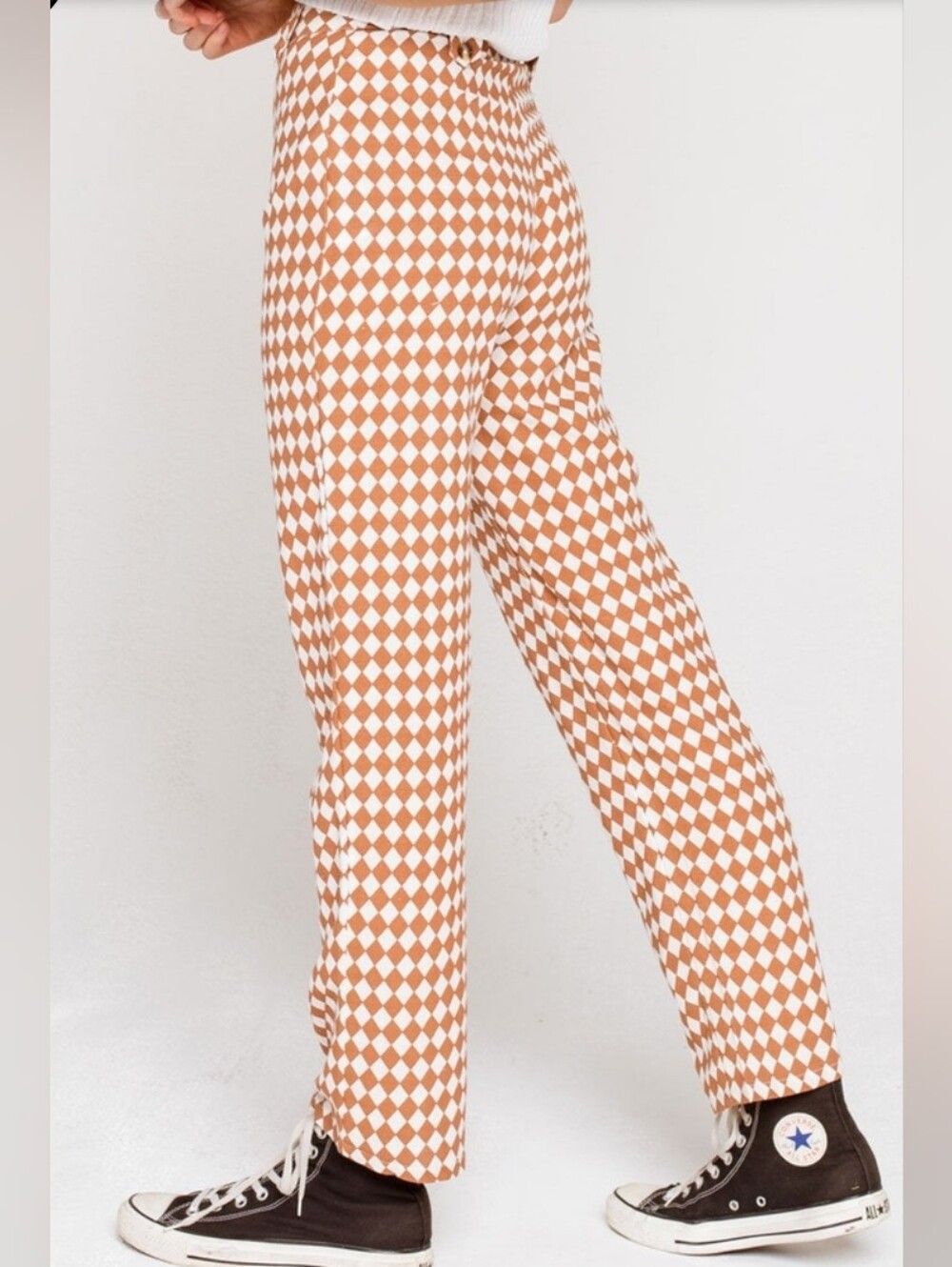 BILLABONG Tan And Cream Check Work Waves Womens Pants